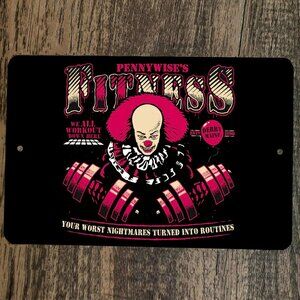 Pennywise Fitness 8x12 Metal Wall‎ Halloween Sign Horror